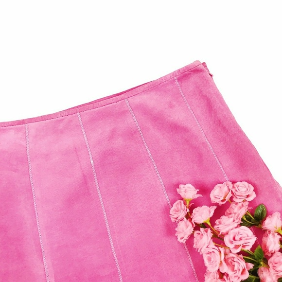 💖 SOLD 💖 Vintage In Suede Leather Kawaii Skirt - Picture 3 of 4